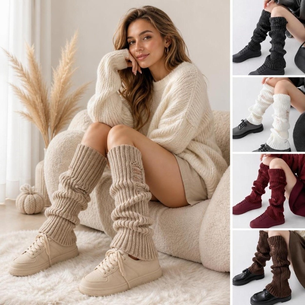 Boot Sock Slouchy - Warme gebreide beenwarmers, stretch acrylmix, laarsmanchetten,