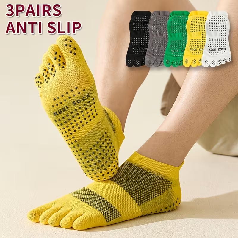 Grip Sock Yoga - Heren 3-paar teensokken Antislip sokken met