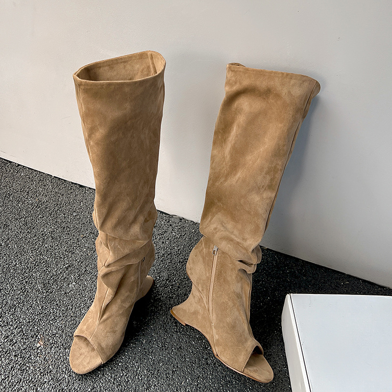 Boot Sock Slouchy - AIYKAZYSDL Vreemde Sleehak Peep Toe Knie
