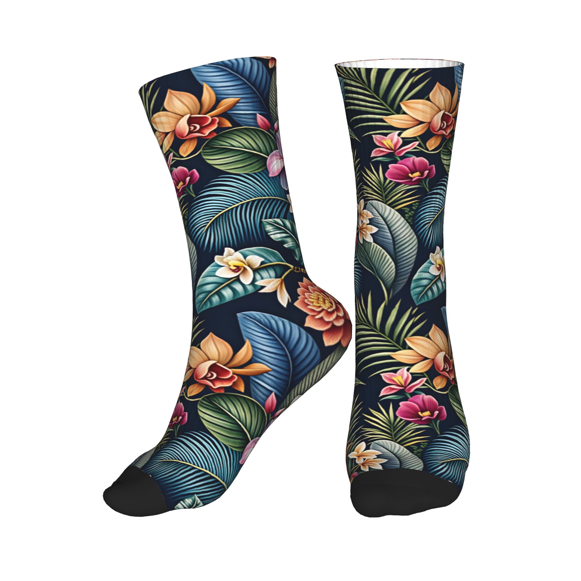 Dress Sock Men - Leuke vintage donkere tropische 3D reliëf