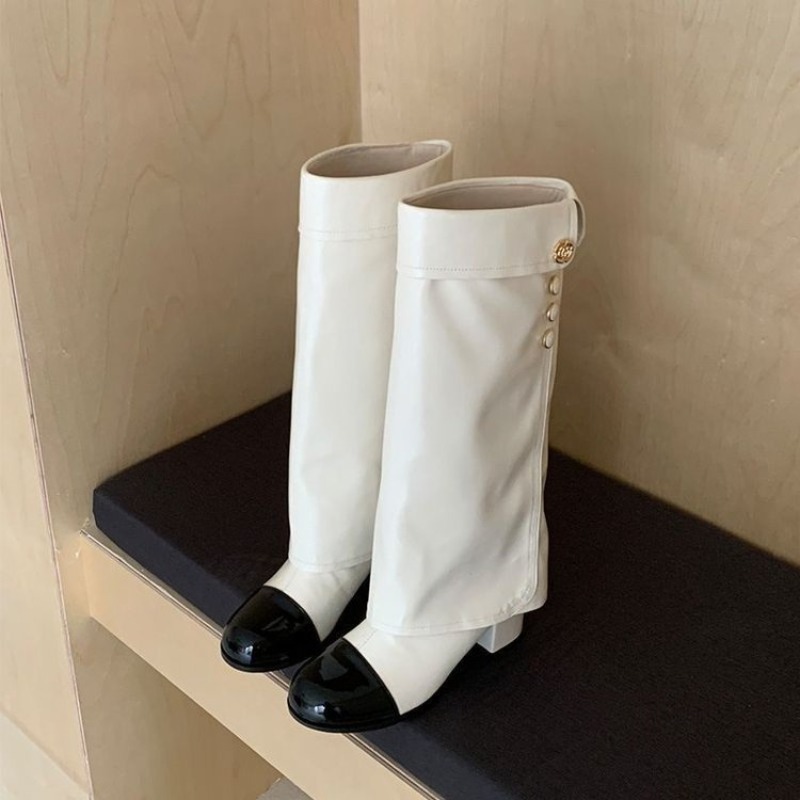 Elegante zwart-wit gesplitste  - Knee High Sock Women recensie en prijs