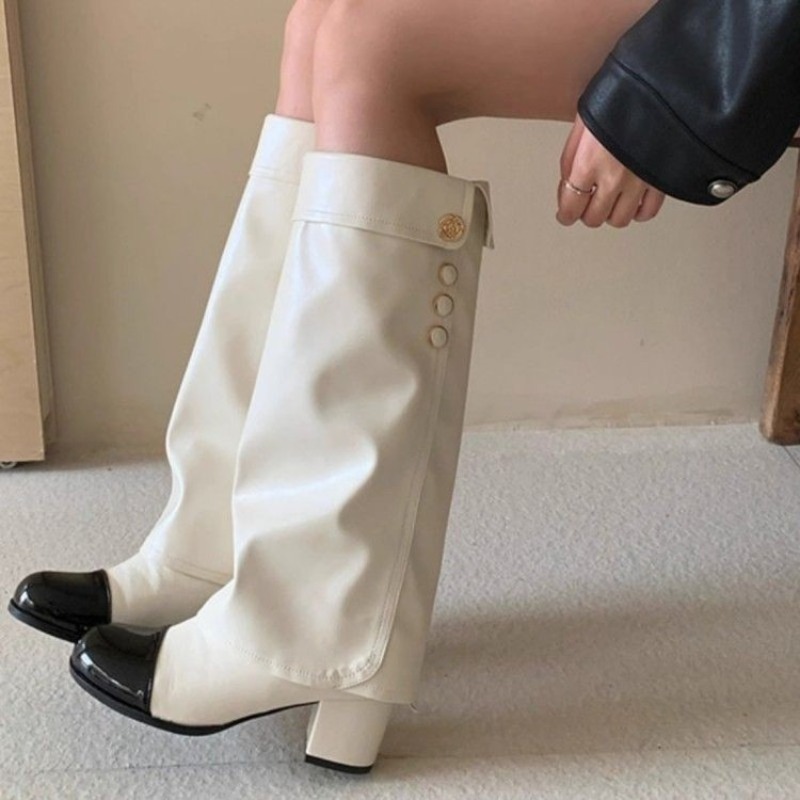 Elegante zwart-wit gesplitste  - Knee High Sock Women recensie en prijs