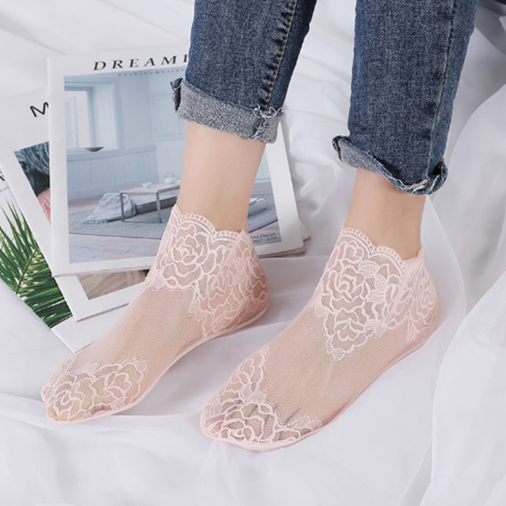 vrouw Kanten roze dunne sokken - Invisibility Sock Loafer recensie en prijs